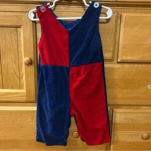 Playtown Vintage Blue and Red Corduroy Romper Size 24 Months
